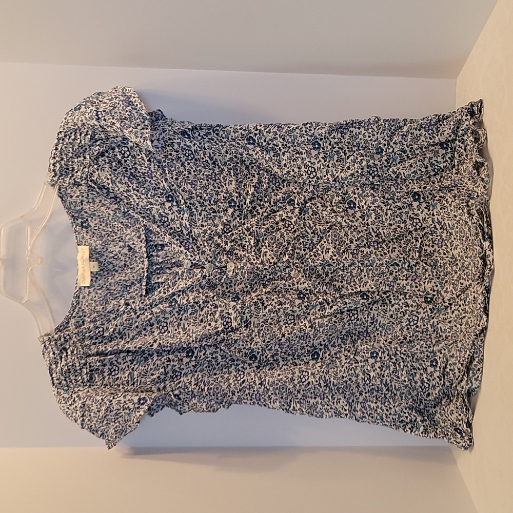 Cynthia Rowley blue &white floral blouse,  sz Med